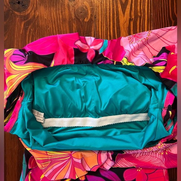 TRINA TURK SWIM Floral Off Shoulder Ruffle One Piece Swim Suit - Picture 8 of 14